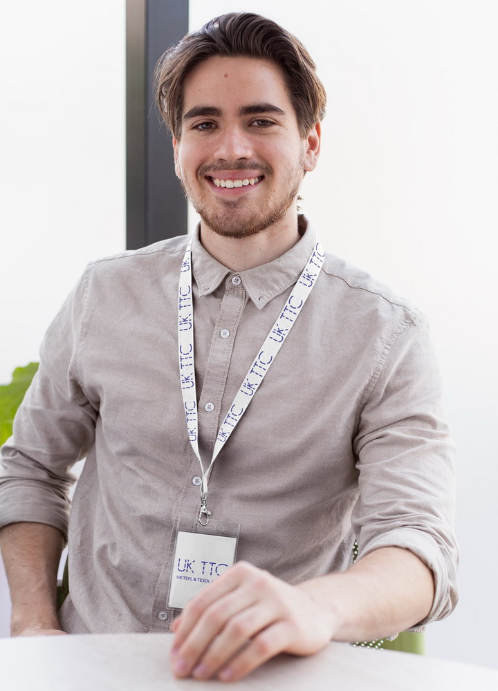 Lanyard mockup featuring a bearded man at an office 26533